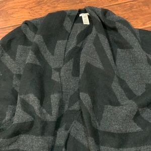 Gray and Black Poncho Cape